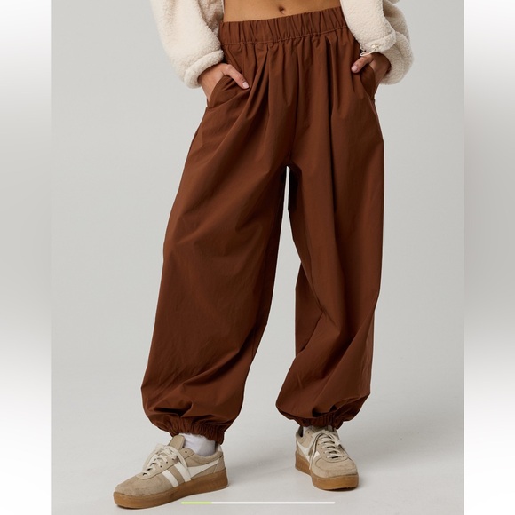 aerie Pants - aerie Women's Brown Elastic Hem Wide-Leg Pants
